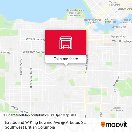 Eastbound W King Edward Ave @ Arbutus St map