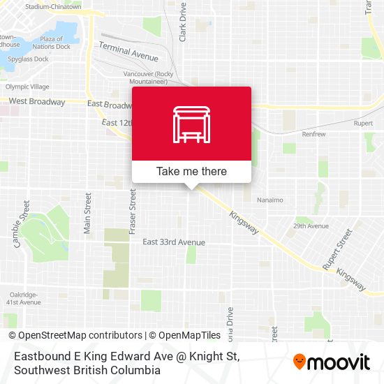 Eastbound E King Edward Ave @ Knight St map