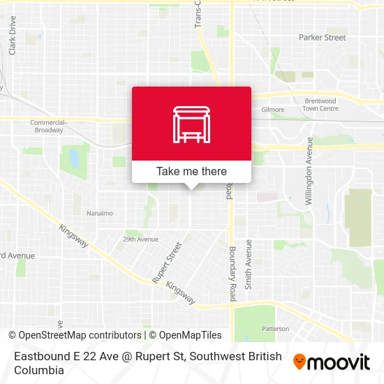 Eastbound E 22 Ave @ Rupert St map