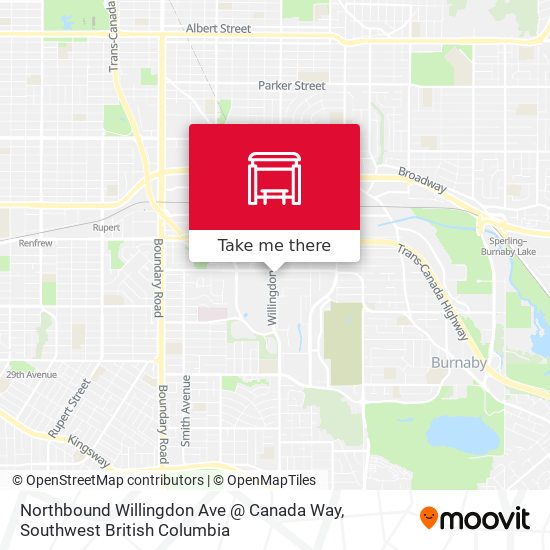 Northbound Willingdon Ave @ Canada Way map
