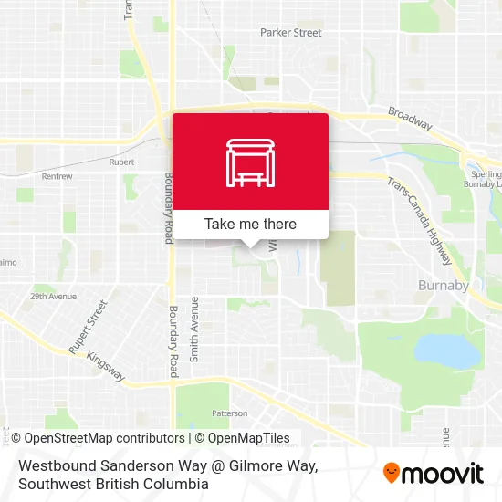 Westbound Sanderson Way @ Gilmore Way map