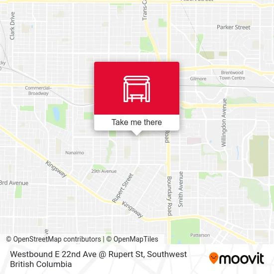 Westbound E 22nd Ave @ Rupert St map