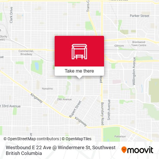 Westbound E 22 Ave @ Windermere St map