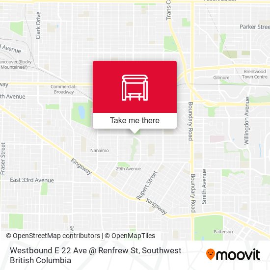 Westbound E 22 Ave @ Renfrew St map