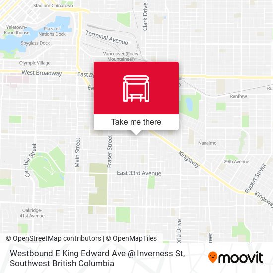 Westbound E King Edward Ave @ Inverness St map