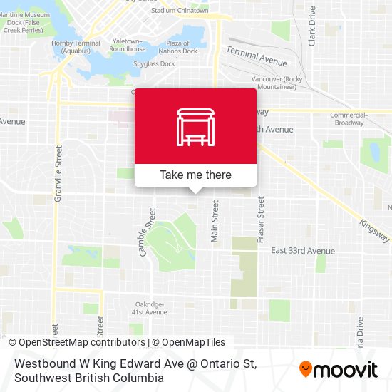 Westbound W King Edward Ave @ Ontario St map