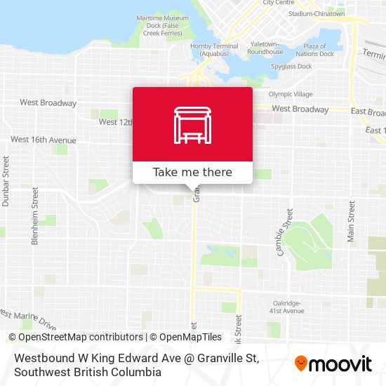 Westbound W King Edward Ave @ Granville St plan