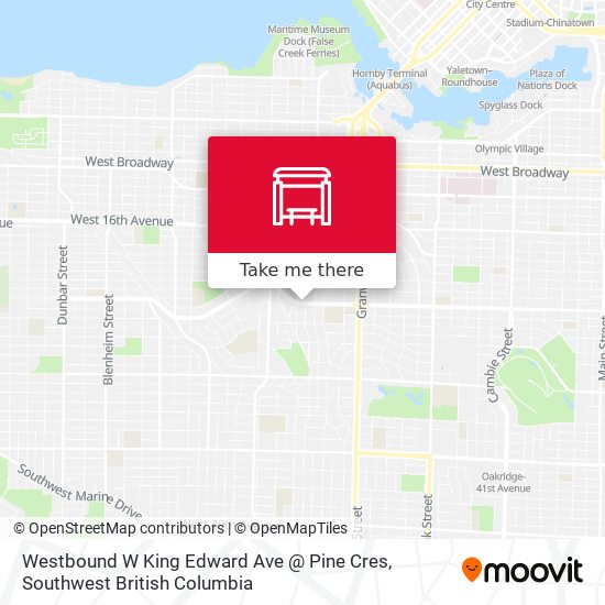 Westbound W King Edward Ave @ Pine Cres map
