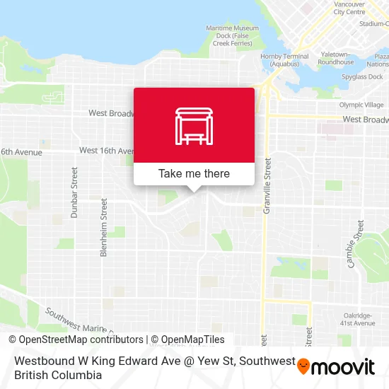 Westbound W King Edward Ave @ Yew St map