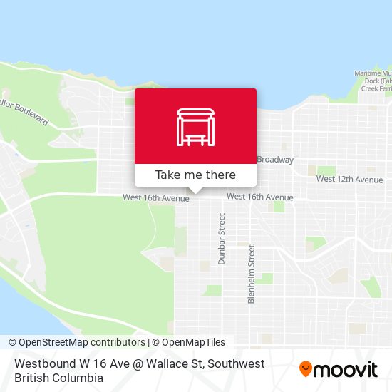 Westbound W 16 Ave @ Wallace St map