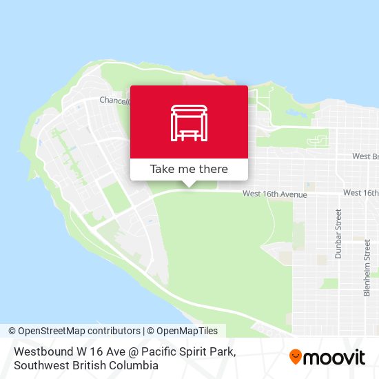 Westbound W 16 Ave @ Pacific Spirit Park map