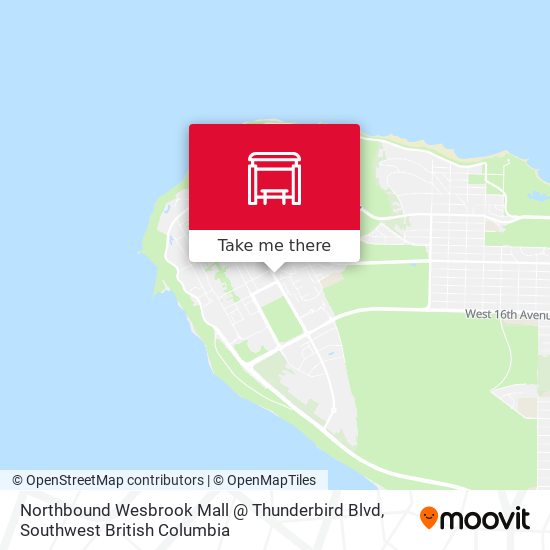 Northbound Wesbrook Mall @ Thunderbird Blvd map