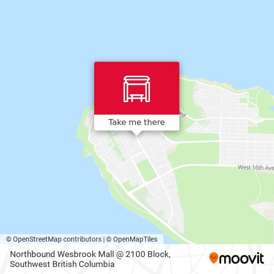 Northbound Wesbrook Mall @ 2100 Block map