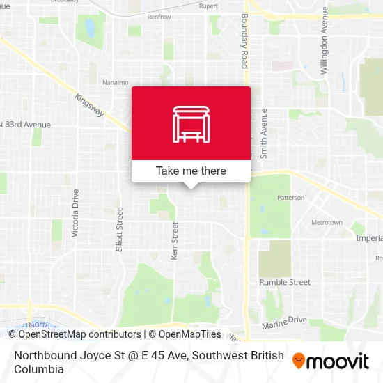 Northbound Joyce St @ E 45 Ave map