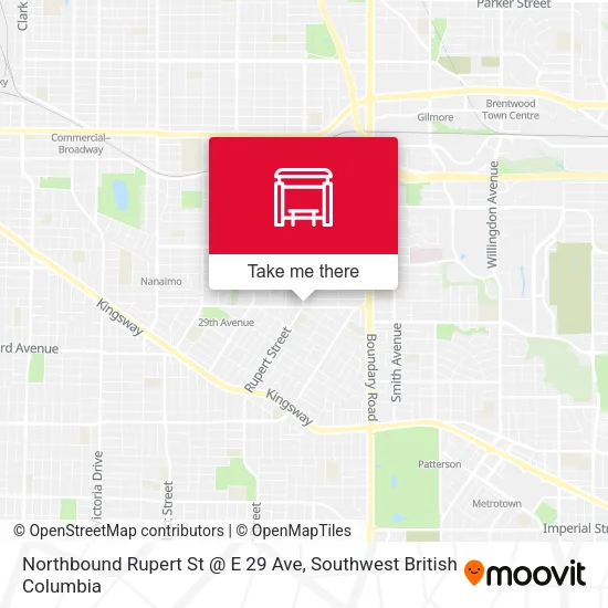 Northbound Rupert St @ E 29 Ave map
