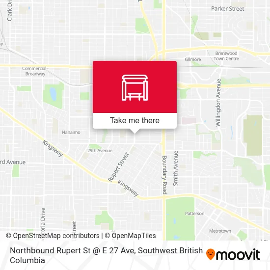 Northbound Rupert St @ E 27 Ave map