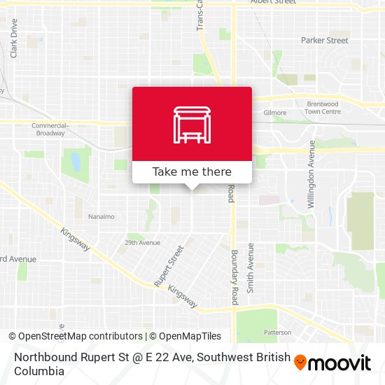 Northbound Rupert St @ E 22 Ave map