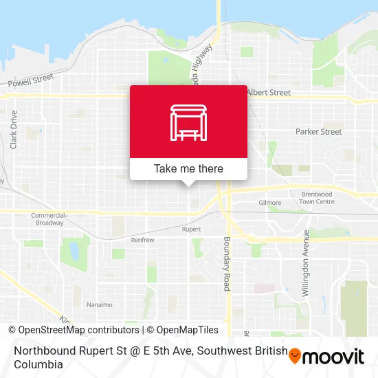 Northbound Rupert St @ E 5th Ave map