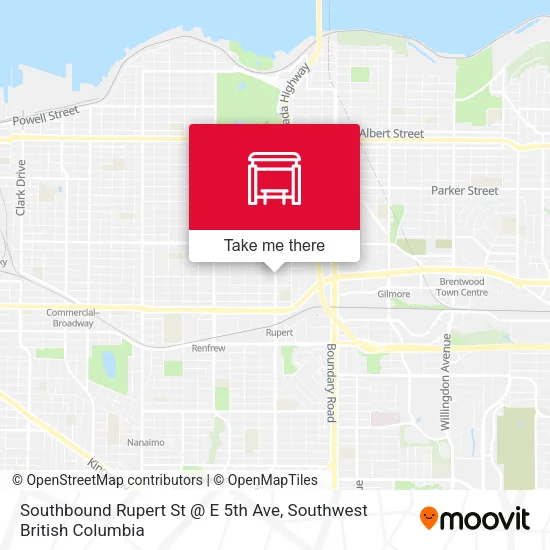 Southbound Rupert St @ E 5th Ave map