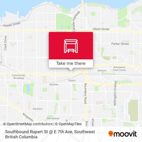 Southbound Rupert St @ E 7th Ave map