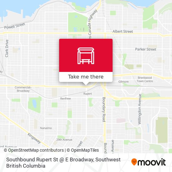 Southbound Rupert St @ E Broadway map