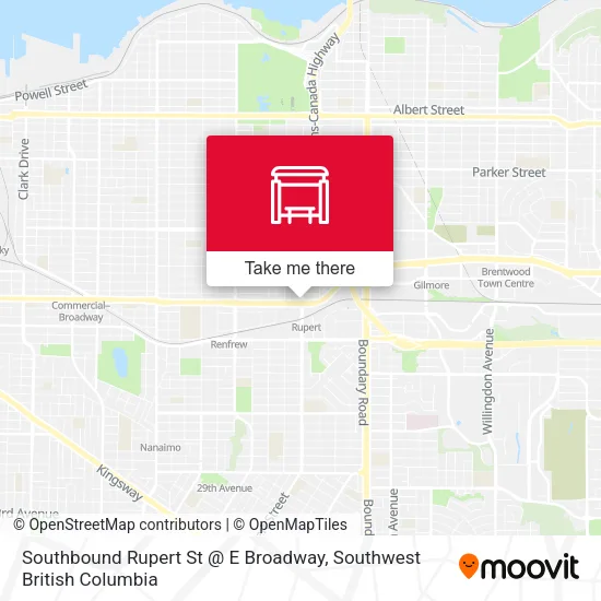Southbound Rupert St @ E Broadway map