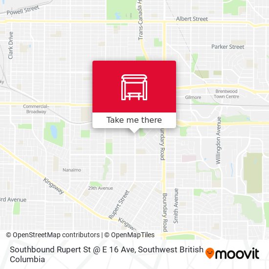 Southbound Rupert St @ E 16 Ave map