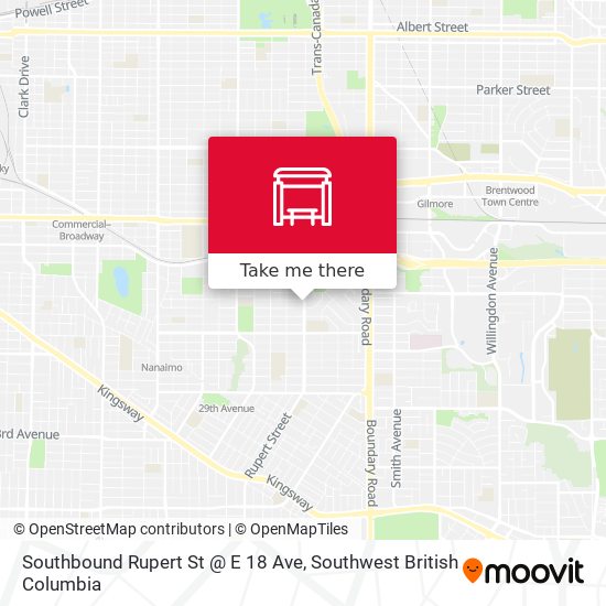 Southbound Rupert St @ E 18 Ave map