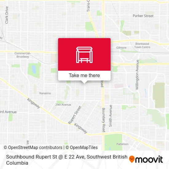 Southbound Rupert St @ E 22 Ave map