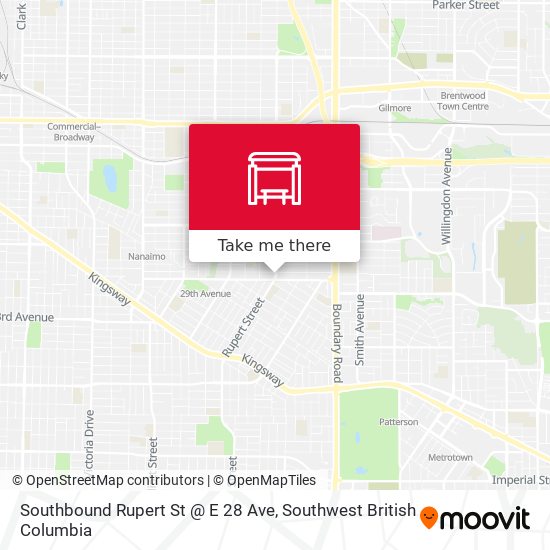 Southbound Rupert St @ E 28 Ave map