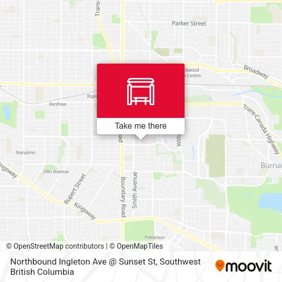 Northbound Ingleton Ave @ Sunset St map