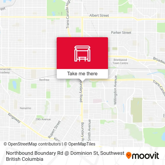 Northbound Boundary Rd @ Dominion St map