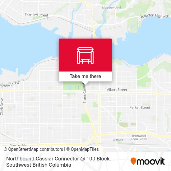 Northbound Cassiar Connector @ 100 Block map