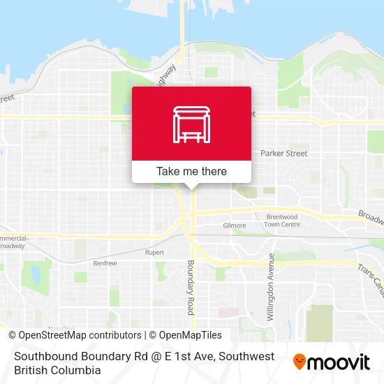 Southbound Boundary Rd @ E 1st Ave map