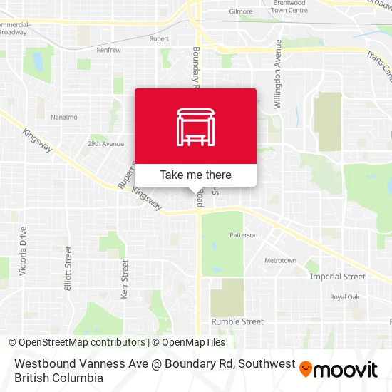 Westbound Vanness Ave @ Boundary Rd map