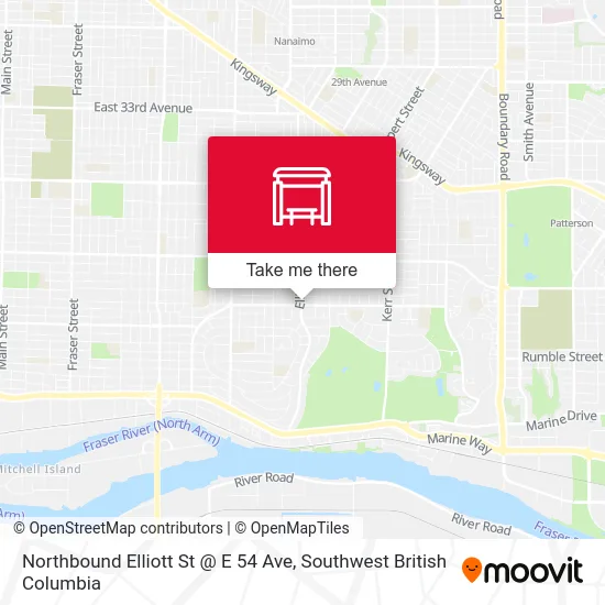 Northbound Elliott St @ E 54 Ave map