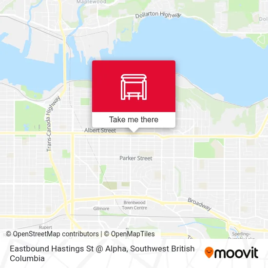 Eastbound Hastings St @ Alpha map