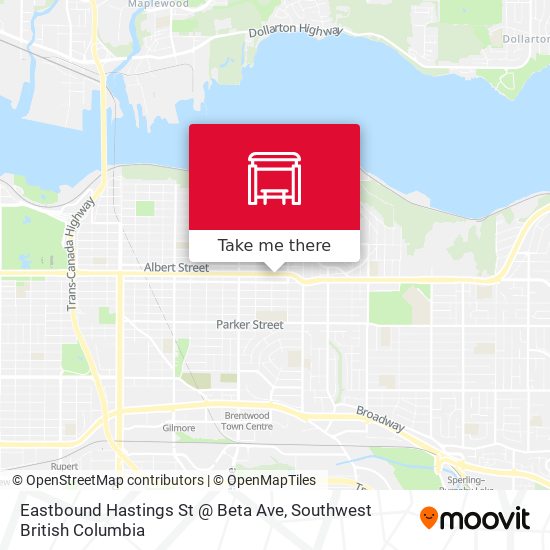 Eastbound Hastings St @ Beta Ave map