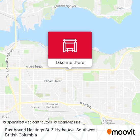 Eastbound Hastings St @ Hythe Ave map