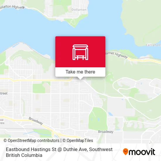 Eastbound Hastings St @ Duthie Ave map