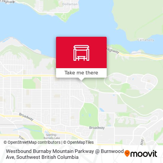 Westbound Burnaby Mountain Parkway @ Burnwood Ave map