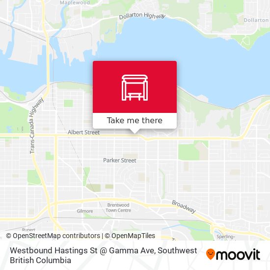 Westbound Hastings St @ Gamma Ave map