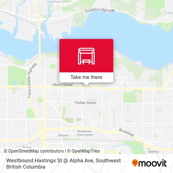 Westbound Hastings St @ Alpha Ave map