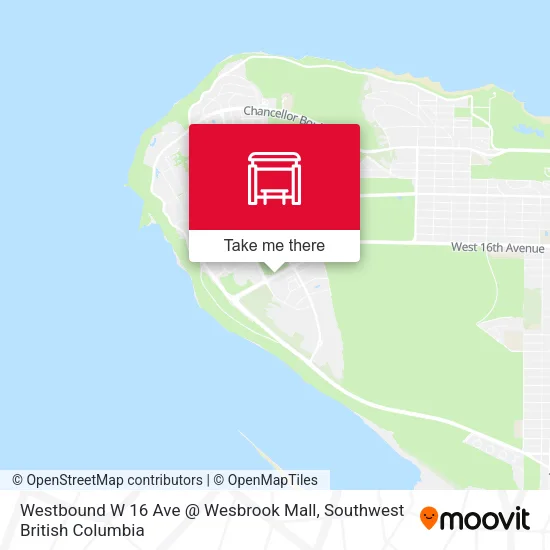 Westbound W 16 Ave @ Wesbrook Mall map
