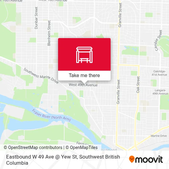 Eastbound W 49 Ave @ Yew St map