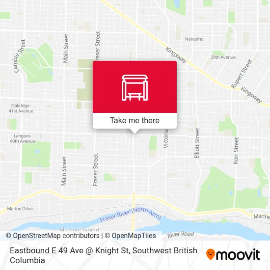Eastbound E 49 Ave @ Knight St map