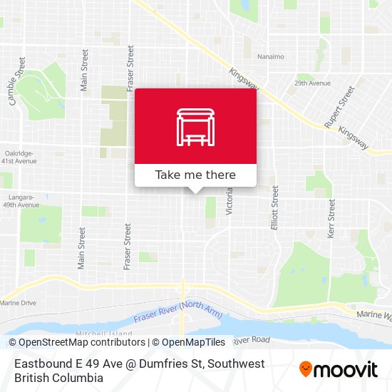 Eastbound E 49 Ave @ Dumfries St map