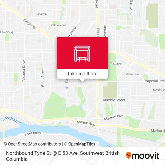 Northbound Tyne St @ E 53 Ave map
