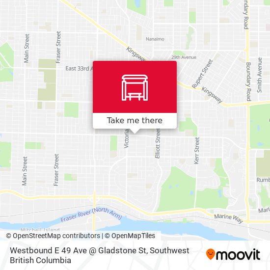 Westbound E 49 Ave @ Gladstone St map