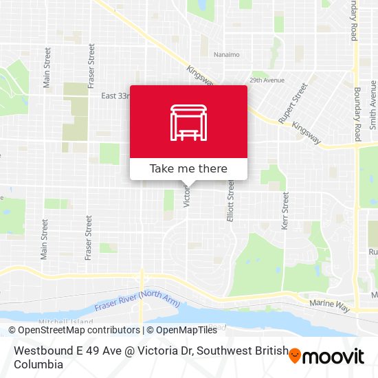 Westbound E 49 Ave @ Victoria Dr map